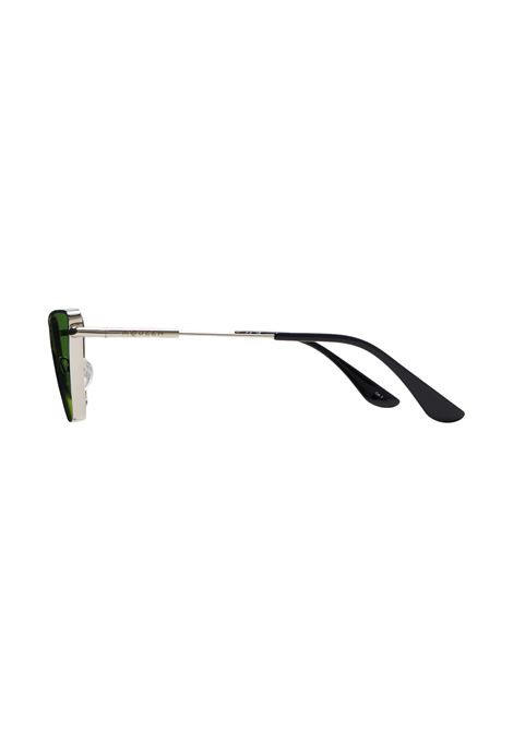 Occhiali da Sole Cat-Eye in Metallo con Barretta a T in Argento/Verde ALEXANDER MCQUEEN | 821690-I33301684